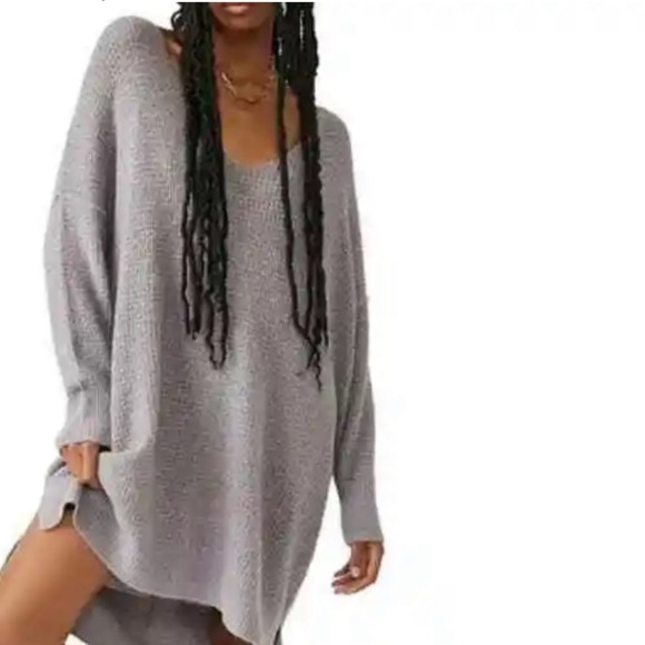 Free People Sweaters - Free People COZY sweater dress in light grey XS/S running OVERSIZED!! 🤍🤍🤍